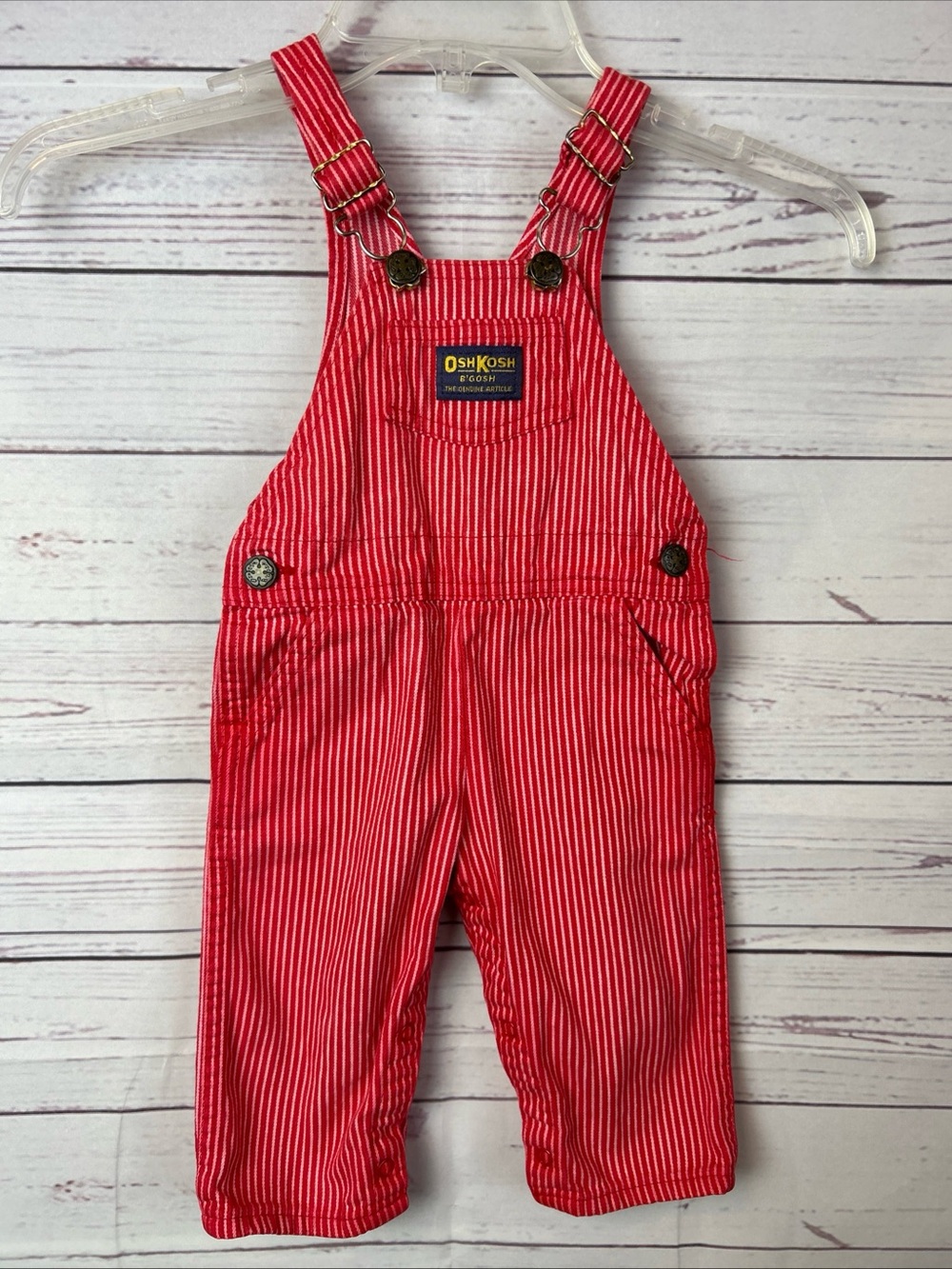 OshKosh B'gosh Red and White Pinstripe Overalls